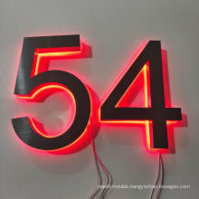 Custom Design 3D Metal Led Rgb Color Backlit Electronic Hotel Door Address House Numbers Sign